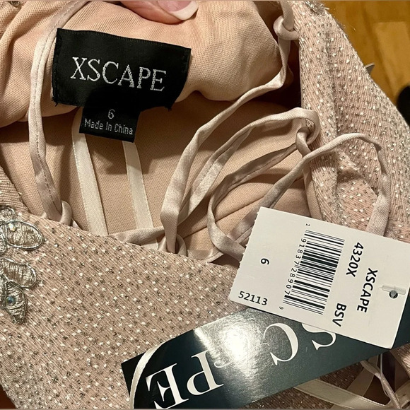 XSCAPE EMBELLISHED & EMBROIDERED GOWN IN BLUSH/ SILVER - Picture 10 of 12